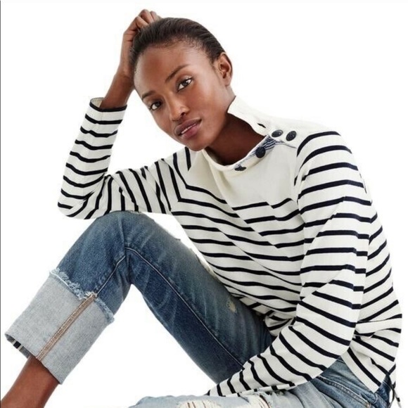 J Crew Button Neck Sweatshirt Size M 